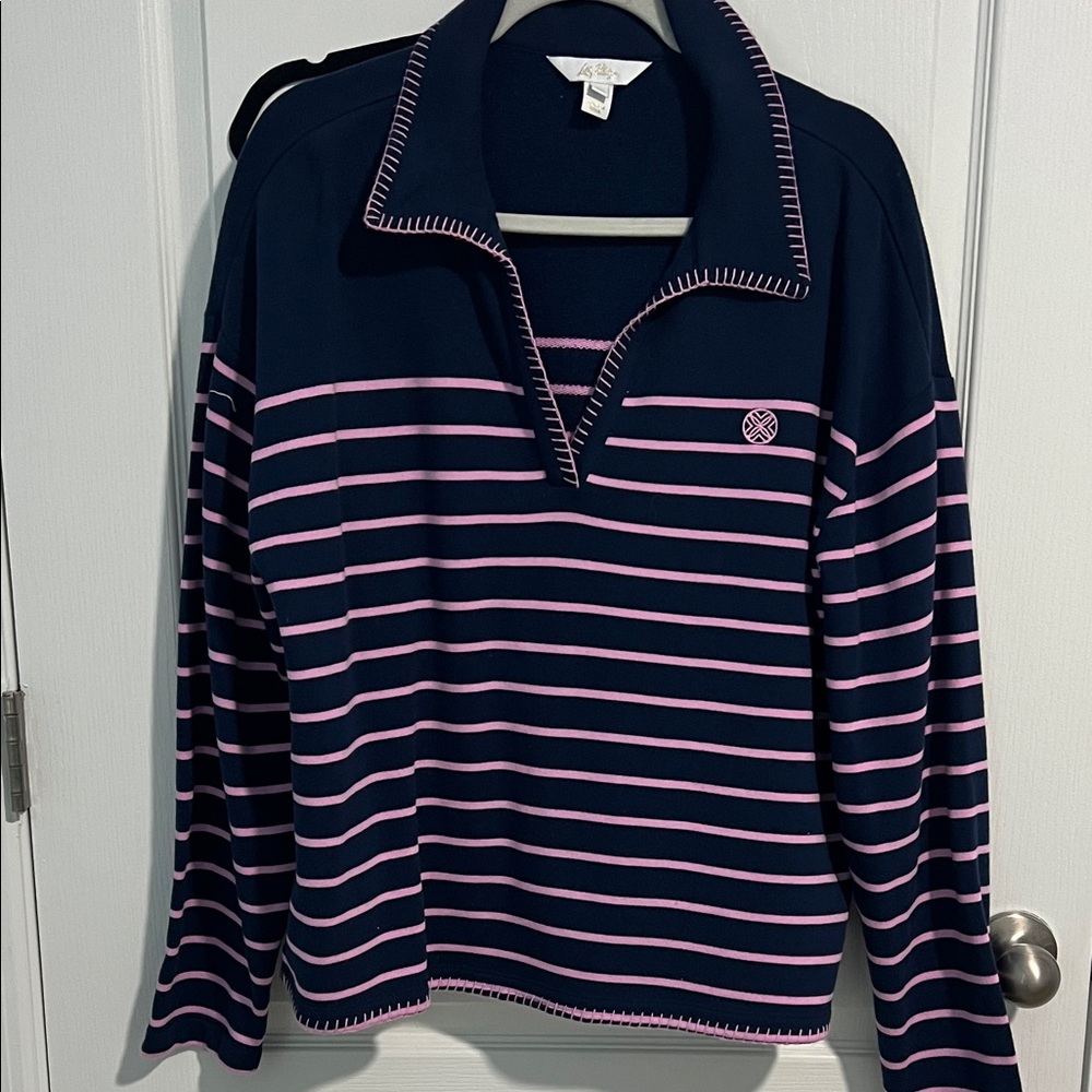 Lilly Pulitzer Navy and Pink Striped Sweatshirt and shorts set